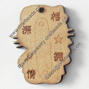 Wood Pendant, 22x28mm, Hole:Approx 2mm, Sold by Bag
