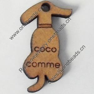 Wood Pendant, 20x35mm, Hole:Approx 2mm, Sold by Bag