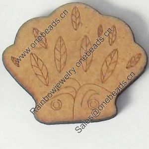 Wood Cabochons, 36x31mm, Sold by Bag