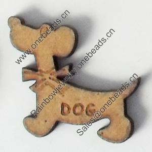 Wood Cabochons, Dog, 25x26mm, Sold by Bag