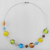 Fashionable Necklaces Steel Wire with Lampwork Glass Beads, Necklaces:about 16-inch long, Sold by Strand