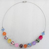 Fashionable Necklaces Steel Wire with Ceramics Beads, Necklaces:about 16-inch long, Sold by Strand