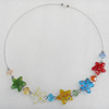 Fashionable Necklaces Steel Wire with Millefiori Glass Beads, Necklaces:about 16-inch long, Sold by Strand