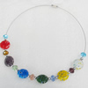 Fashionable Necklaces Steel Wire with Millefiori Glass Beads, Necklaces:about 16-inch long, Sold by Strand