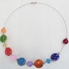 Fashionable Necklaces Steel Wire with Millefiori Glass Beads, Necklaces:about 16-inch long, Sold by Strand