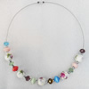 Fashionable Necklaces Steel Wire with Ceramics Beads, Necklaces:about 16-inch long, Sold by Strand