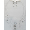 Fashionable Necklaces Steel Wire with Glass Beads,Necklaces:about 19.5-inch long,Earring:5cm long,Sold by Set