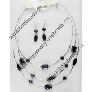 Fashionable Necklaces Steel Wire with Lampwork Glass Beads,Necklaces:about 19.5-inch long,Earring:5cm long,Sold by Set
