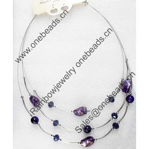 Fashionable Necklaces Steel Wire with Acrylic Beads, Necklaces:about 19.5-inch long, Sold by Strand