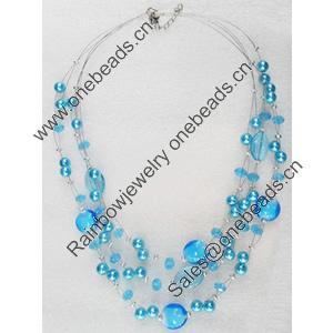 Fashionable Necklaces Steel Wire with Lampwork Glass Beads, Necklaces:about 19.5-inch long, Sold by Strand