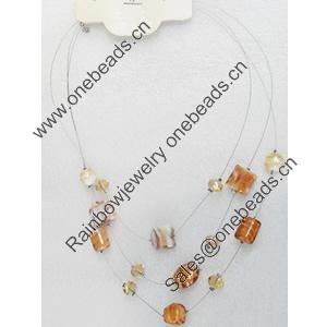 Fashionable Necklaces Steel Wire with Lampwork Glass Beads, Necklaces:about 19.5-inch long, Sold by Strand