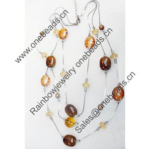 Fashionable Necklaces Steel Wire with Lampwork Glass Beads, Necklaces:about 19.5-inch long, Sold by Strand