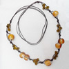 Fashionable Necklaces Cotton wax cord with Lampwork Glass Beads, Necklaces:about 35.5-inch long, Sold by Strand