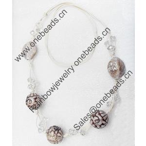Fashionable Necklaces Cotton wax cord with Acrylic Beads, Necklaces:about 35.5-inch long, Sold by Strand