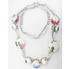 Fashionable Necklaces Iron Chain & Ribbon with Acrylic Beads, Necklaces:about 35.5-inch long, Sold by Strand