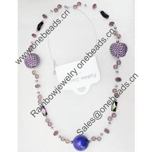 Fashionable Necklaces Steel Wire with Ceramics Beads, Necklaces:about 35.5-inch long, Sold by Strand