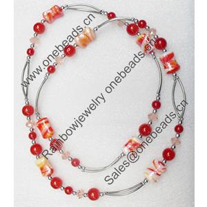 Fashionable Necklaces with Lampwork Glass Beads, Necklaces:about 35.5-inch long, Sold by Strand
