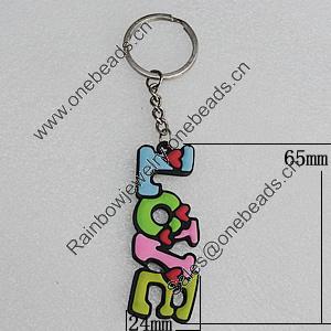 PU Leather Key Chain, 65x24mm, Sold by PC