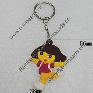 PU Leather Key Chain, 56x38mm, Sold by PC