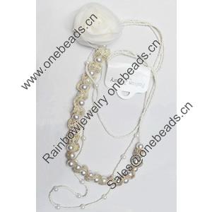Fashionable Necklaces with Seed Glass Beads & Flower , Necklaces:about 35.5-inch long, Sold by Strand
