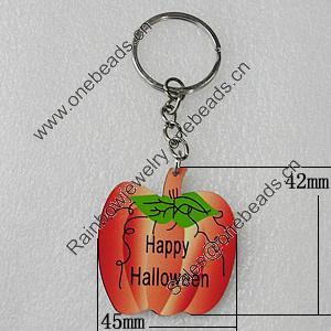 Key Chain, Iron Ring with Wood Charm, Vegetable 45x42mm, Sold by PC