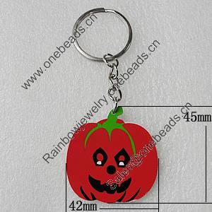 Key Chain, Iron Ring with Wood Charm, Vegetable 45x42mm, Sold by PC