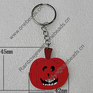 Key Chain, Iron Ring with Wood Charm, Vegetable 45x42mm, Sold by PC