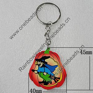 Key Chain, Iron Ring with Wood Charm, Vegetable 45x40mm, Sold by PC