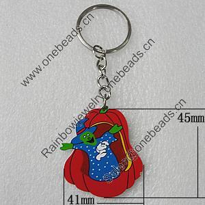Key Chain, Iron Ring with Wood Charm, Vegetable 45x41mm, Sold by PC