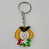 Key Chain, Iron Ring with Wood Charm, 43x38mm, Sold by PC