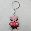 Key Chain, Iron Ring with Wood Charm, Bear 50x36mm, Sold by PC