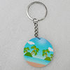 Key Chain, Iron Ring with Wood Charm, Flat Round 40mm, Sold by PC