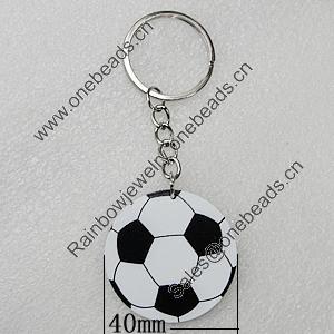 Key Chain, Iron Ring with Wood Charm, Flat Round 40mm, Sold by PC