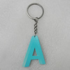 Key Chain, Iron Ring with Wood Charm, Letter 52x38mm, Sold by PC
