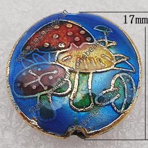 Cloisonne Beads, Flat Round 17x6mm Hole:1.5mm, Sold by PC 