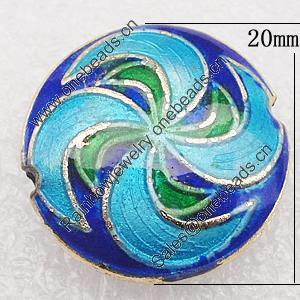 Cloisonne Beads, Flat Round 20x8mm Hole:1.5mm, Sold by PC 