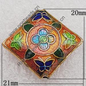 Cloisonne Beads, Diamond 21x20x5mm Hole:1.5mm, Sold by PC 