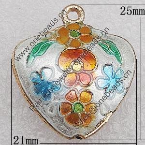 Cloisonne Pendants, Flower 21x25x8mm Hole:1.5mm, Sold by PC 