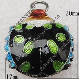 Cloisonne Pendants, Animal 17x20x8mm Hole:1.5mm, Sold by PC 