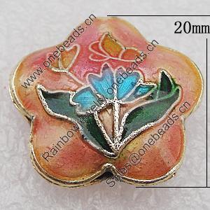 Cloisonne Beads, Flower 20x8mm Hole:1.5mm, Sold by PC 