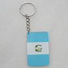 Key Chain, Iron Ring with Wood Charm, Rectangle 58x37mm, Sold by PC