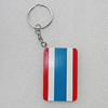 Key Chain, Iron Ring with Wood Charm, Rectangle 58x37mm, Sold by PC