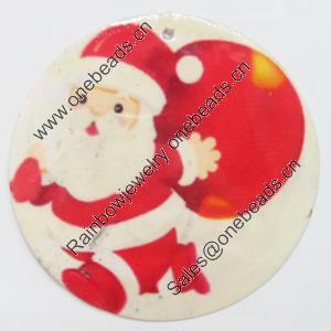 Shell Pendant, Flat Round, 30mm, Hole:Approx 1mm, Sold by Bag