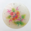 Shell Pendant, Flat Round, 50mm, Hole:Approx 1mm, Sold by Bag