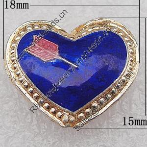 Cloisonne Beads, Heart 18x15x6mm Hole:1.5mm, Sold by PC 