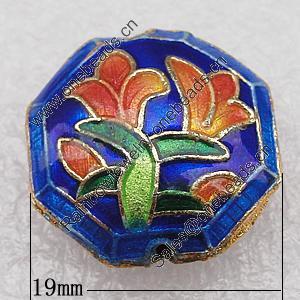 Cloisonne Beads, Polygon 19x8mm Hole:1.5mm, Sold by PC 