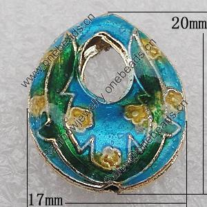 Cloisonne Beads, Teardrop 17x20x6mm Hole:1.5mm, Sold by PC 