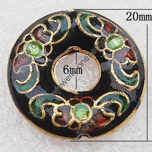 Cloisonne Beads, Donut O:20mm I:6mm Hole:1.5mm, Sold by PC 