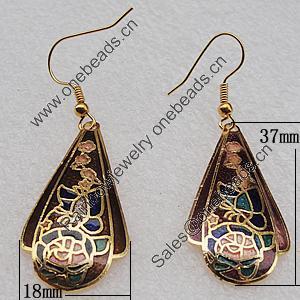 Cloisonne Earrings, 37x18mm, Sold by PC 