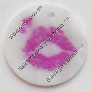 Shell Pendant, Flat Round, 25mm, Hole:Approx 1mm, Sold by Bag